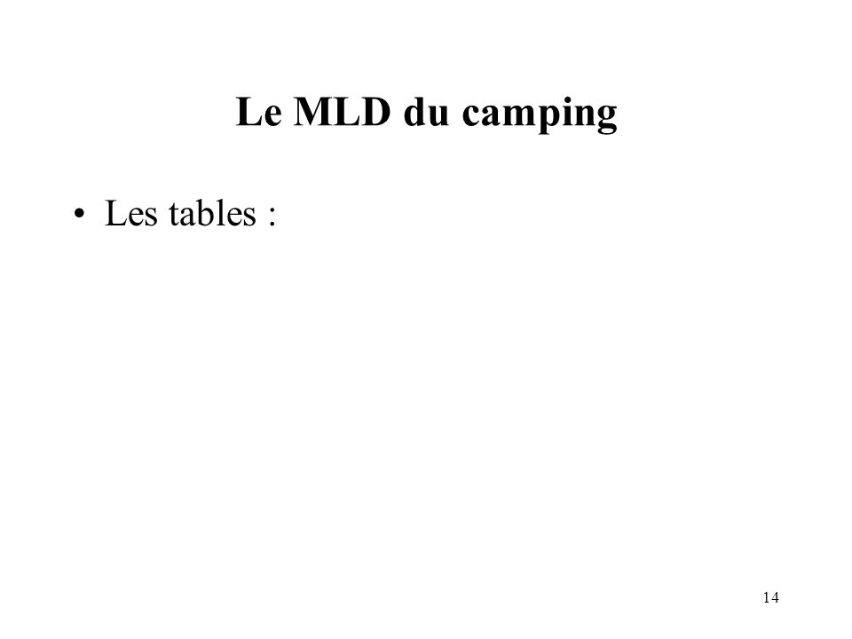 Le MLD du camping Les tables :
