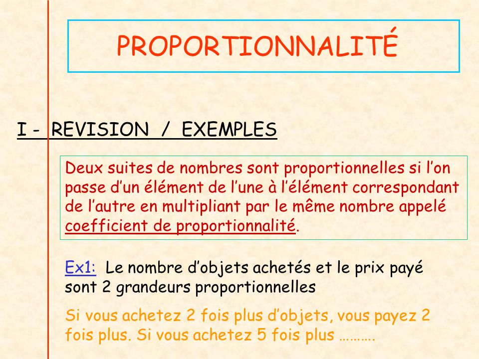 PROPORTIONNALITÉ I - REVISION / EXEMPLES