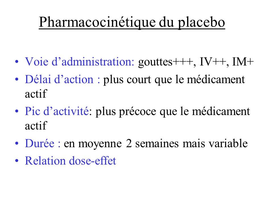 Pharmacocinétique du placebo