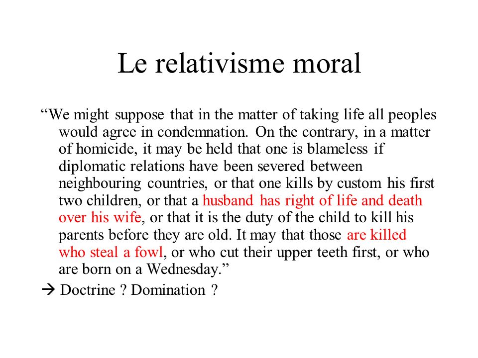 Le relativisme moral