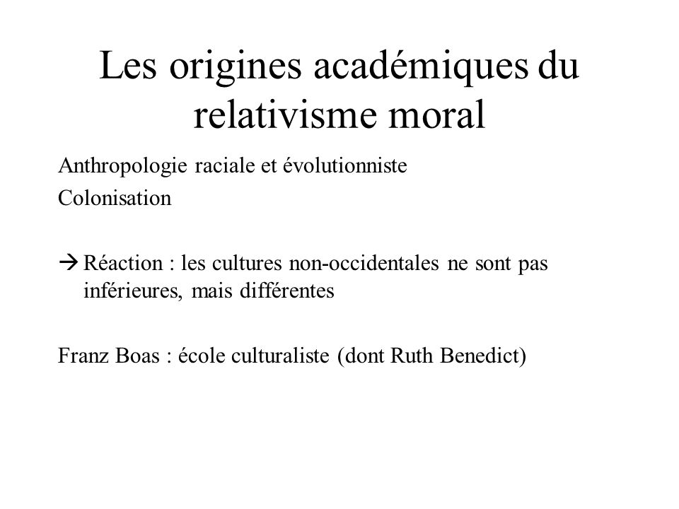 Les origines académiques du relativisme moral