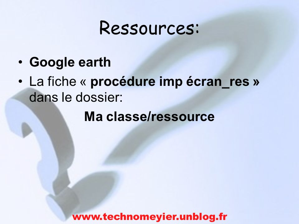 Ressources: Google earth