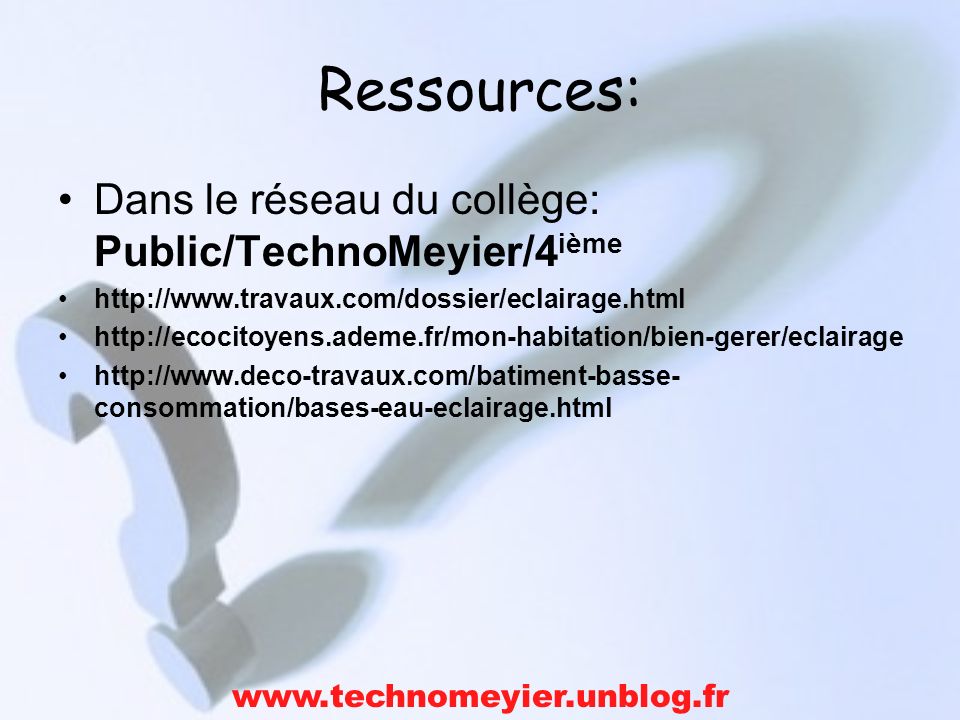 Ressources: Dans le réseau du collège: Public/TechnoMeyier/4ième
