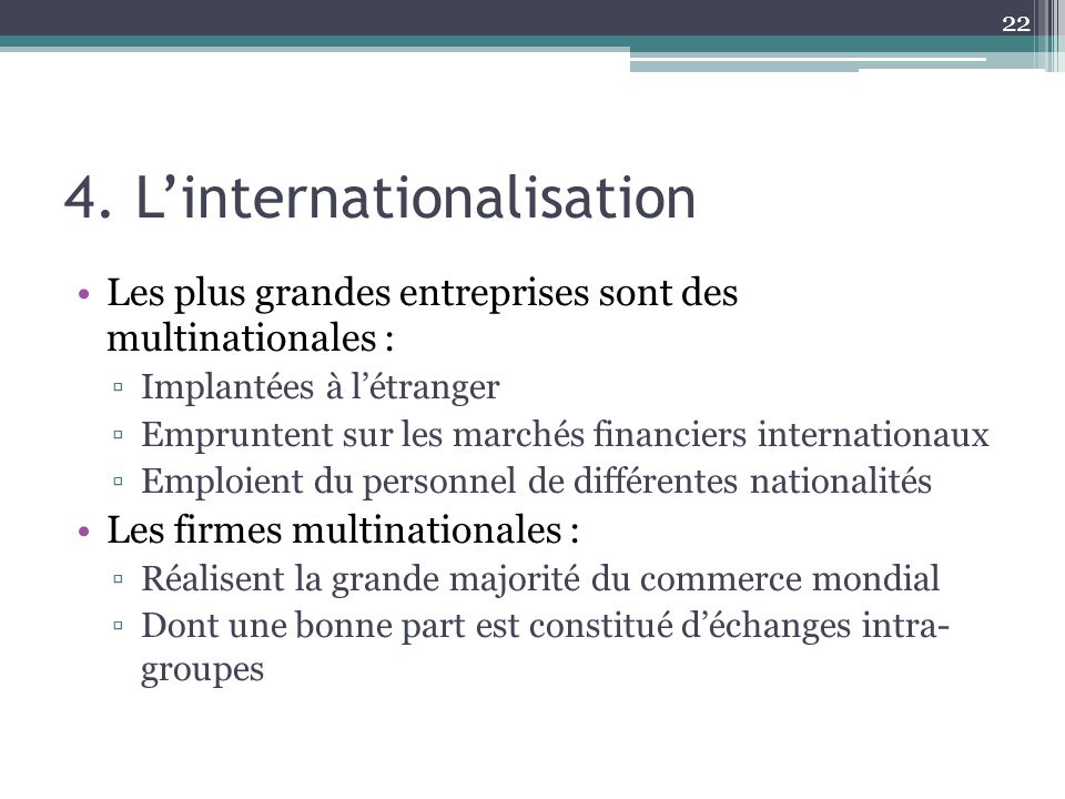 4. L’internationalisation