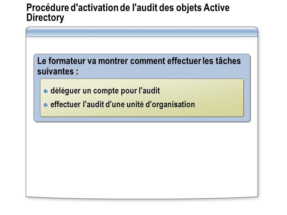 Procédure d activation de l audit des objets Active Directory