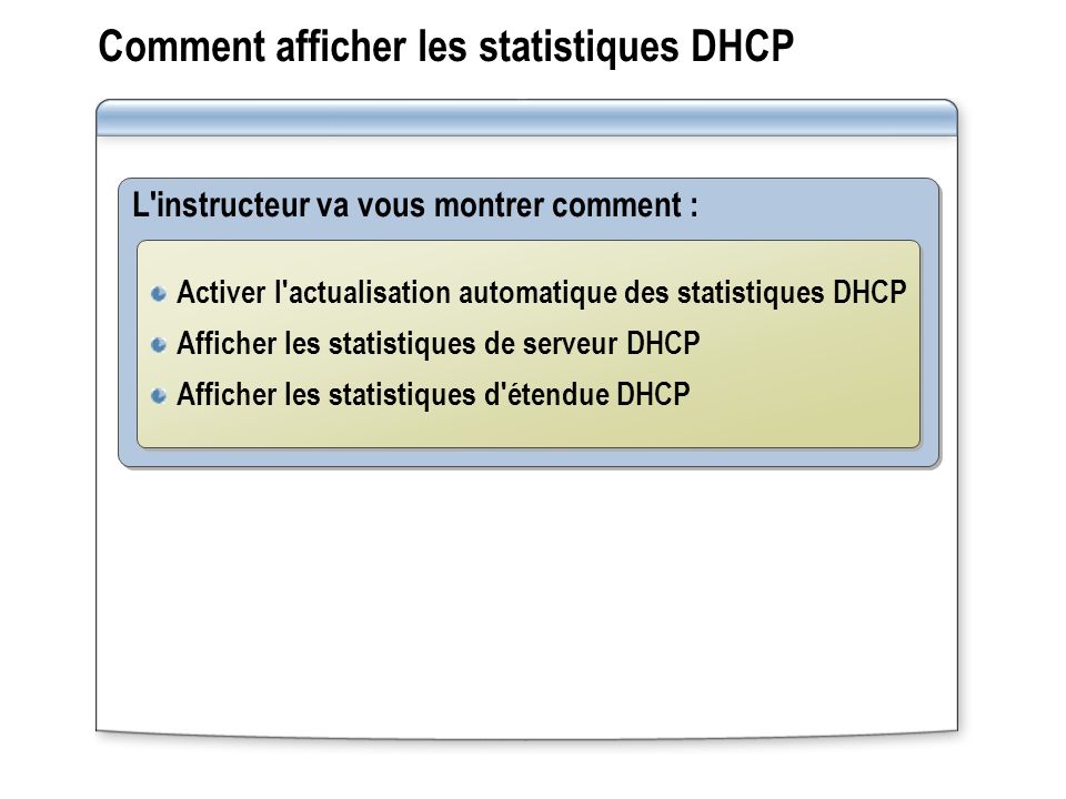 Comment afficher les statistiques DHCP