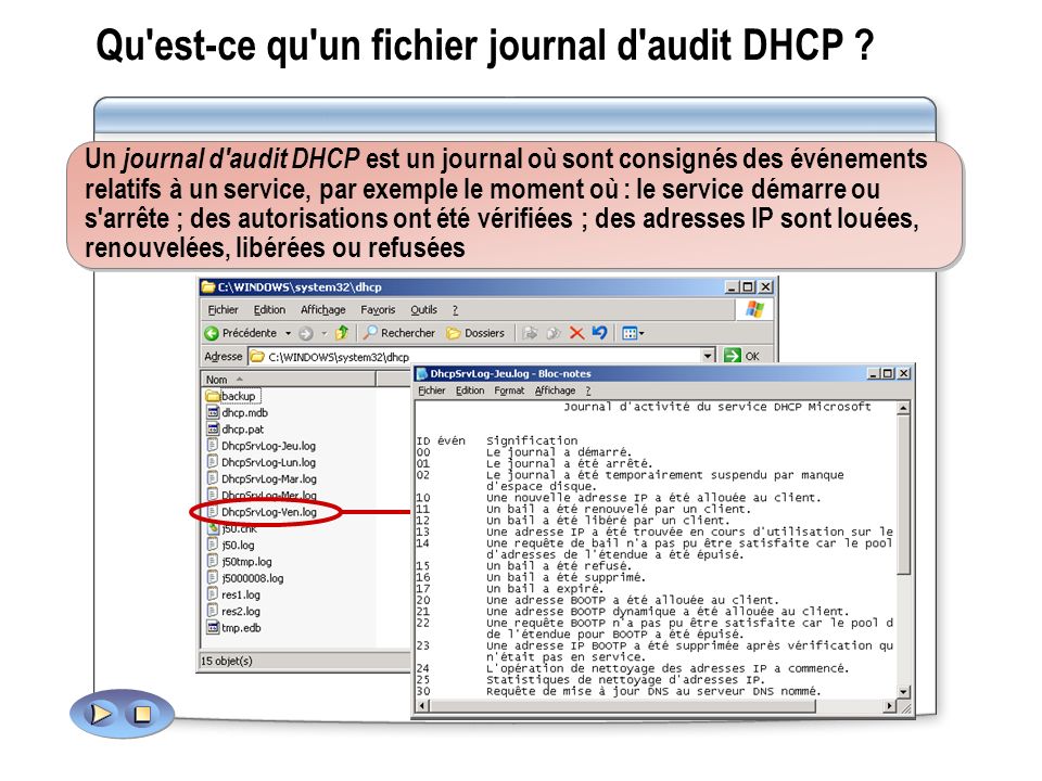 Qu est-ce qu un fichier journal d audit DHCP