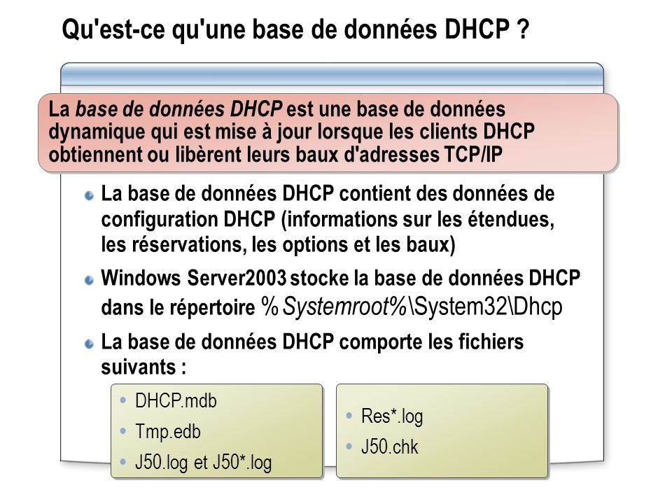 Qu est-ce qu une base de données DHCP