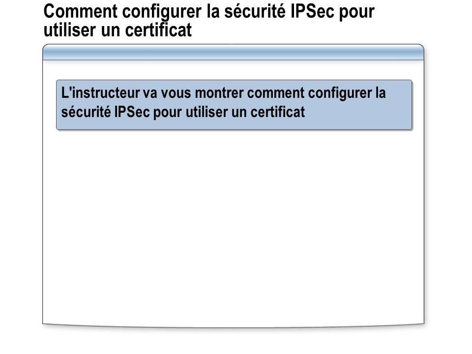 Comment configurer la sécurité IPSec pour utiliser un certificat