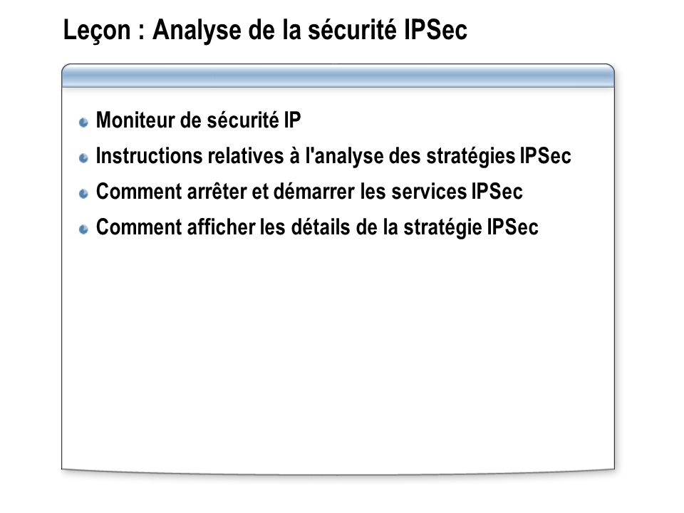 Leçon : Analyse de la sécurité IPSec