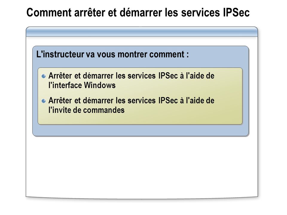 Comment arrêter et démarrer les services IPSec