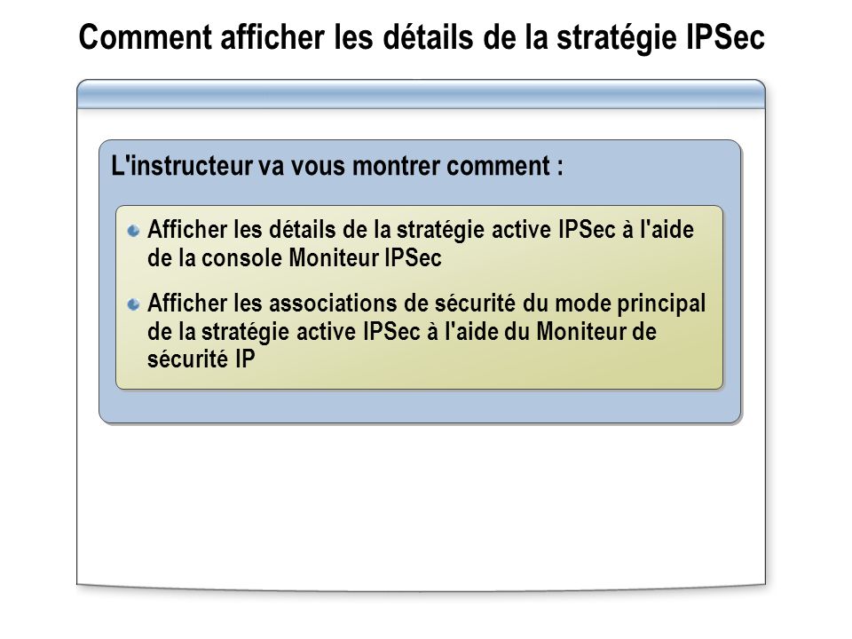 Comment afficher les détails de la stratégie IPSec