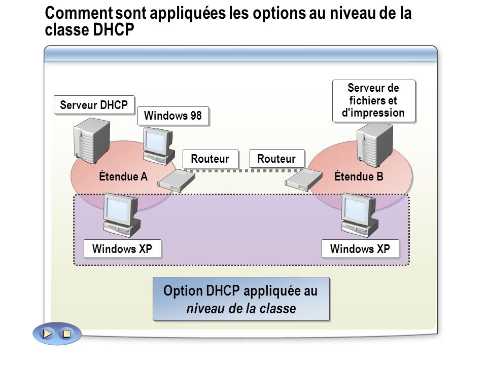 Comment sont appliquées les options au niveau de la classe DHCP