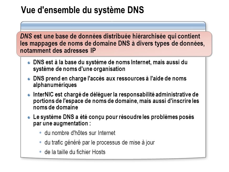Vue d ensemble du système DNS