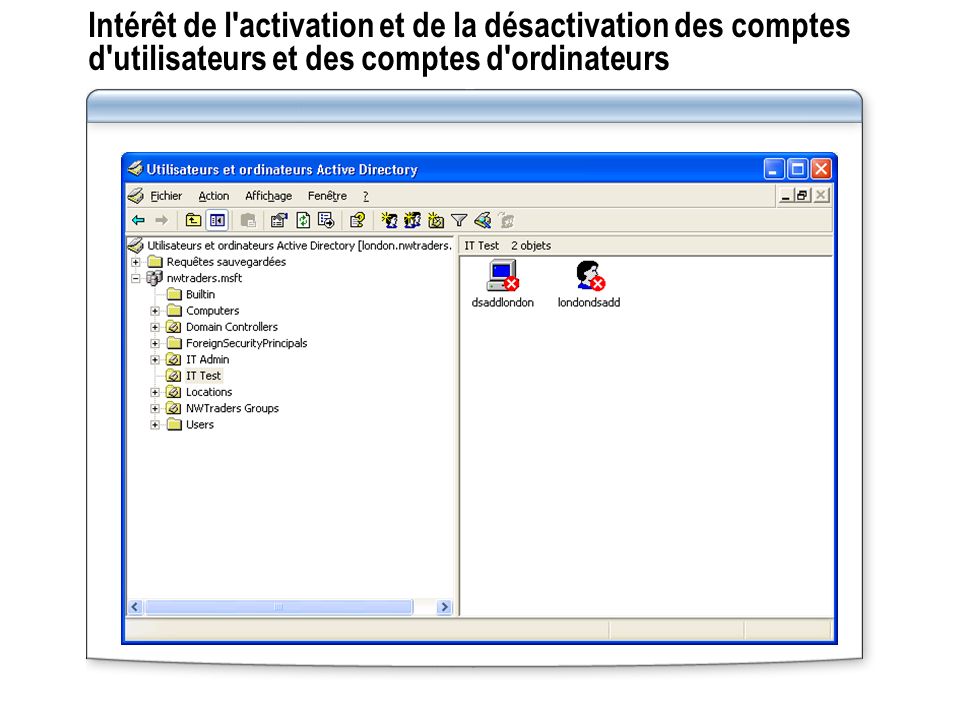 Intérêt de l activation et de la désactivation des comptes d utilisateurs et des comptes d ordinateurs