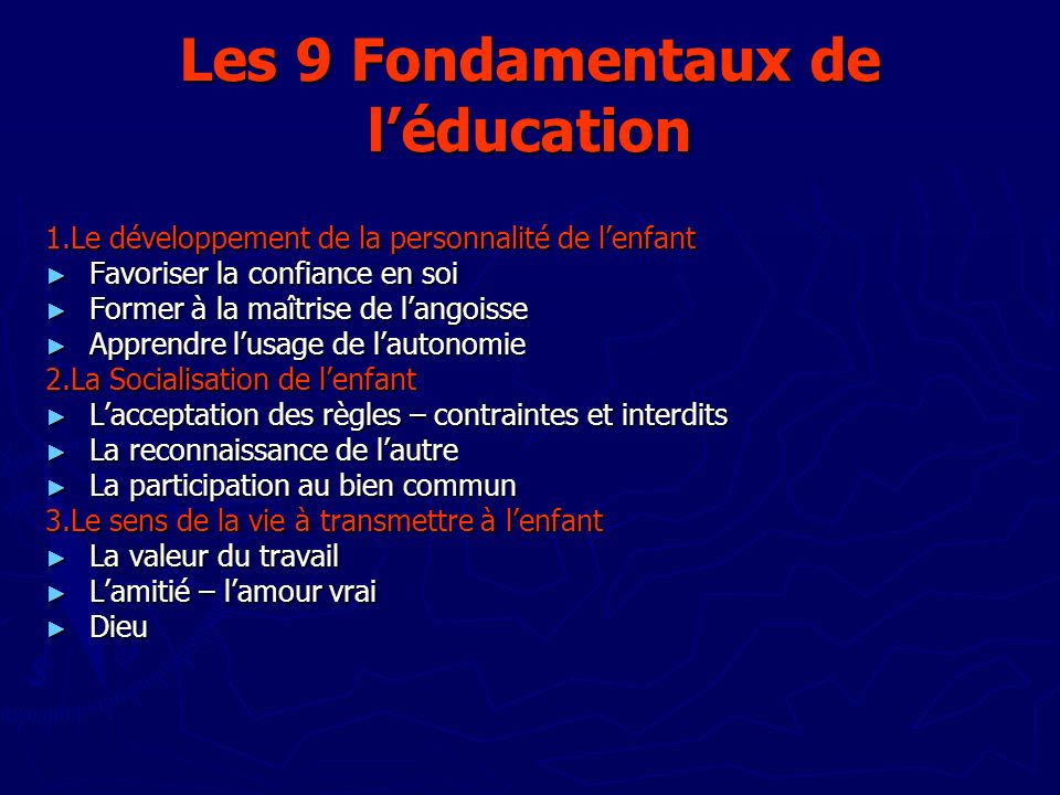 Les 9 Fondamentaux de l’éducation