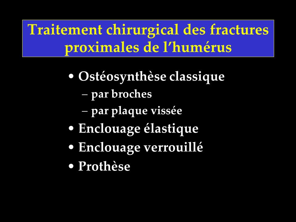 Traitement chirurgical des fractures proximales de l’humérus