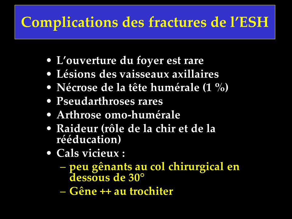 Complications des fractures de l’ESH