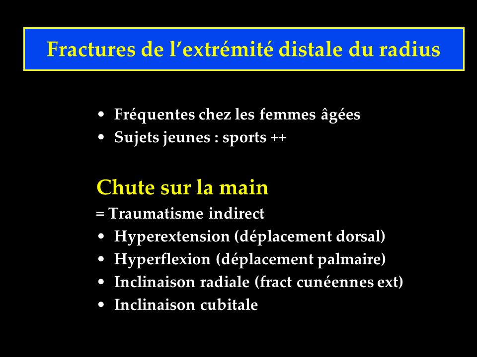 Fractures de l’extrémité distale du radius
