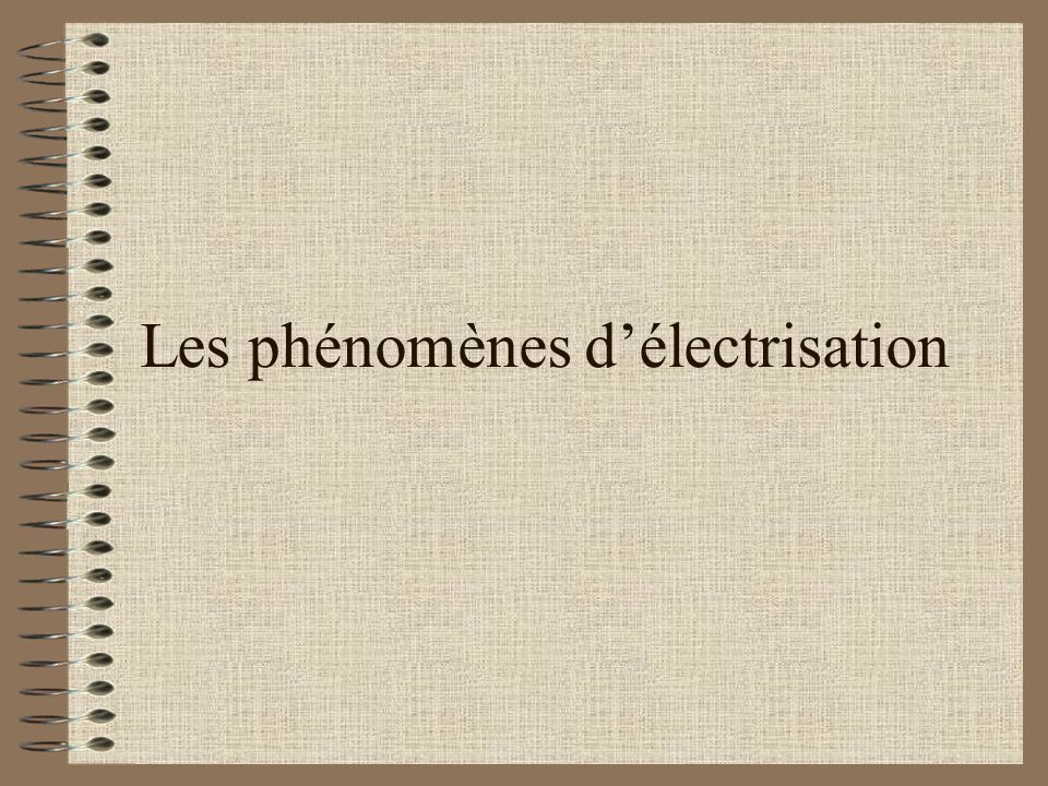 Les phénomènes d’électrisation