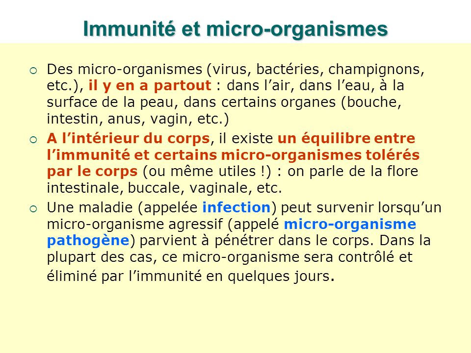 Immunité et micro-organismes