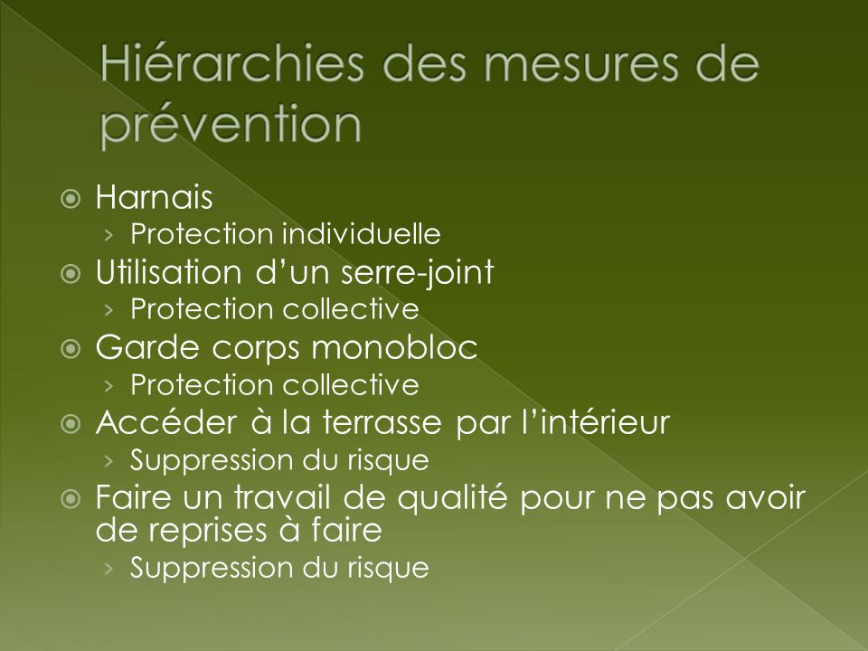 Hiérarchies des mesures de prévention