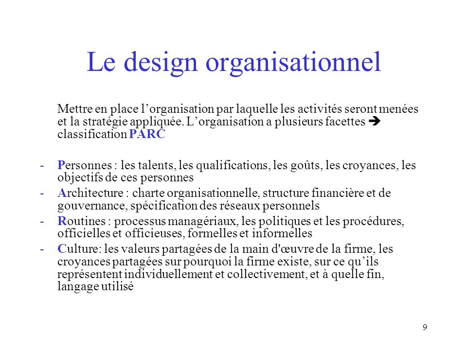 Le design organisationnel