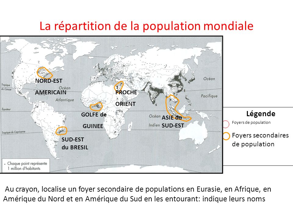 La répartition de la population mondiale