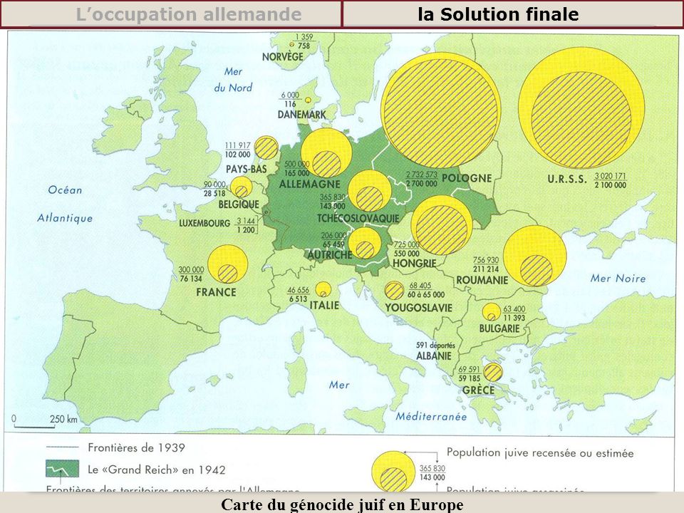 Carte du génocide juif en Europe