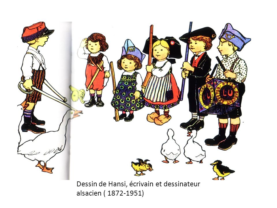 Dessin de Hansi, écrivain et dessinateur alsacien ( )