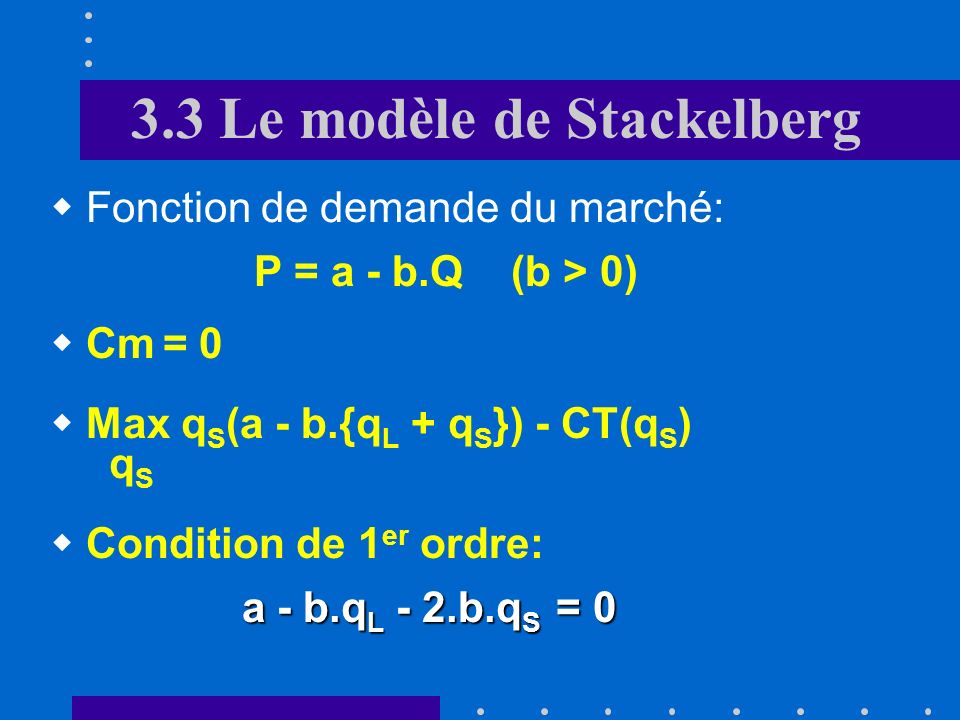3.3 Le modèle de Stackelberg
