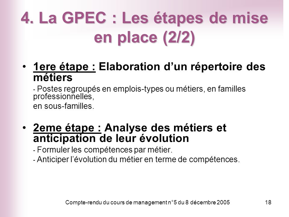 4. La GPEC : Les étapes de mise en place (2/2)