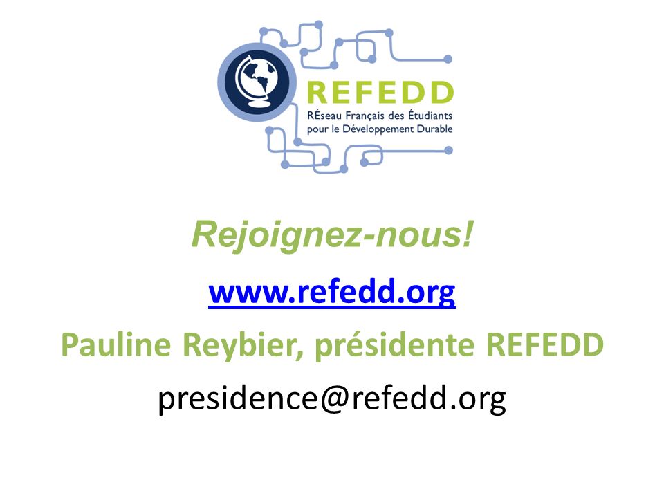 Rejoignez-nous!   Pauline Reybier, présidente REFEDD
