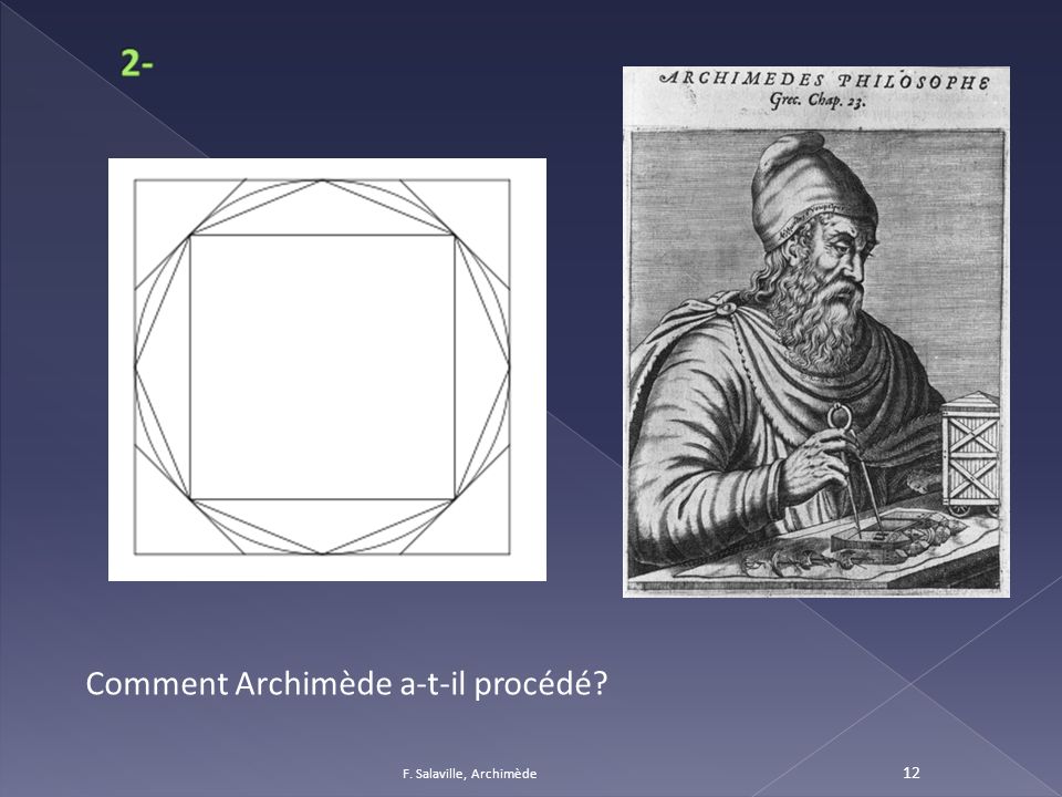 2- Comment Archimède a-t-il procédé F. Salaville, Archimède