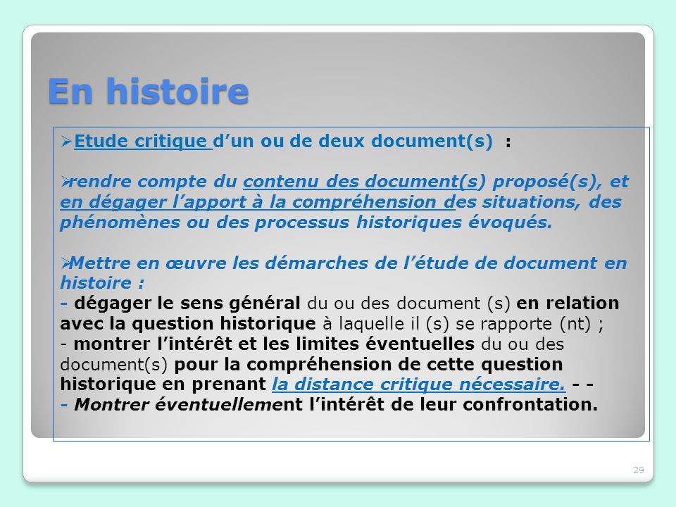 En histoire Etude critique d’un ou de deux document(s) :