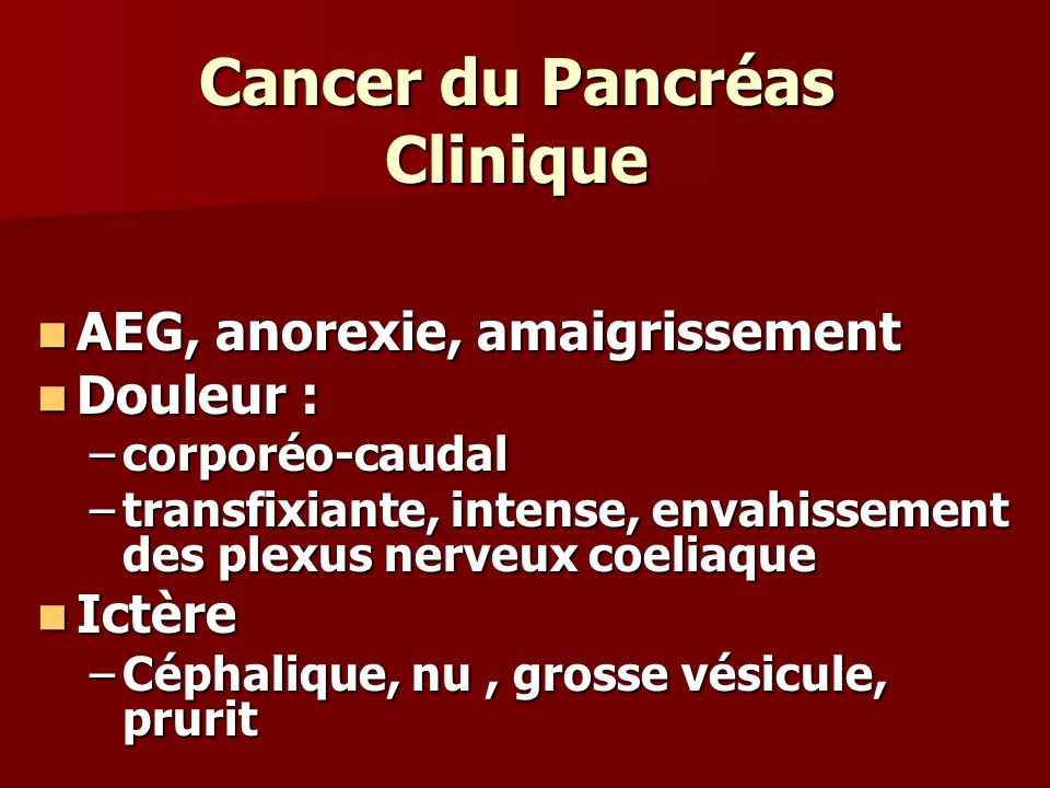 Cancer du Pancréas Clinique