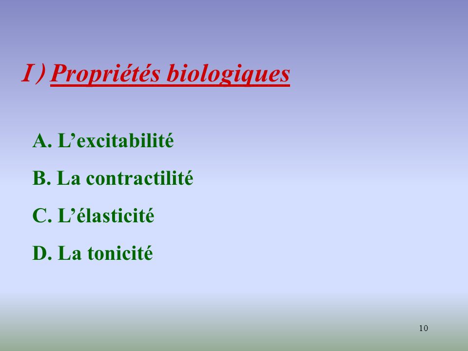 I ) Propriétés biologiques