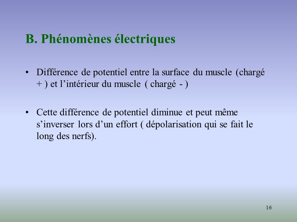 B. Phénomènes électriques