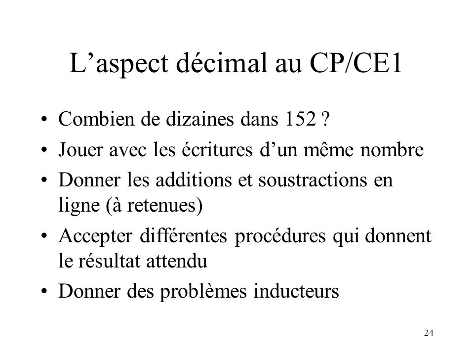L’aspect décimal au CP/CE1