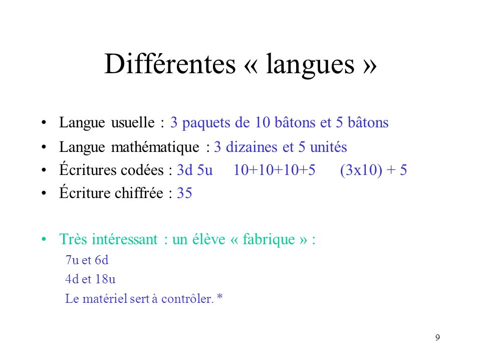 Différentes « langues »