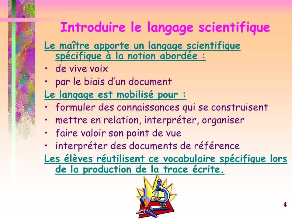 Introduire le langage scientifique