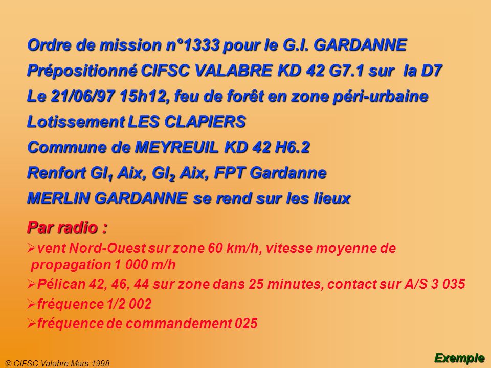 Ordre de mission n°1333 pour le G.I. GARDANNE