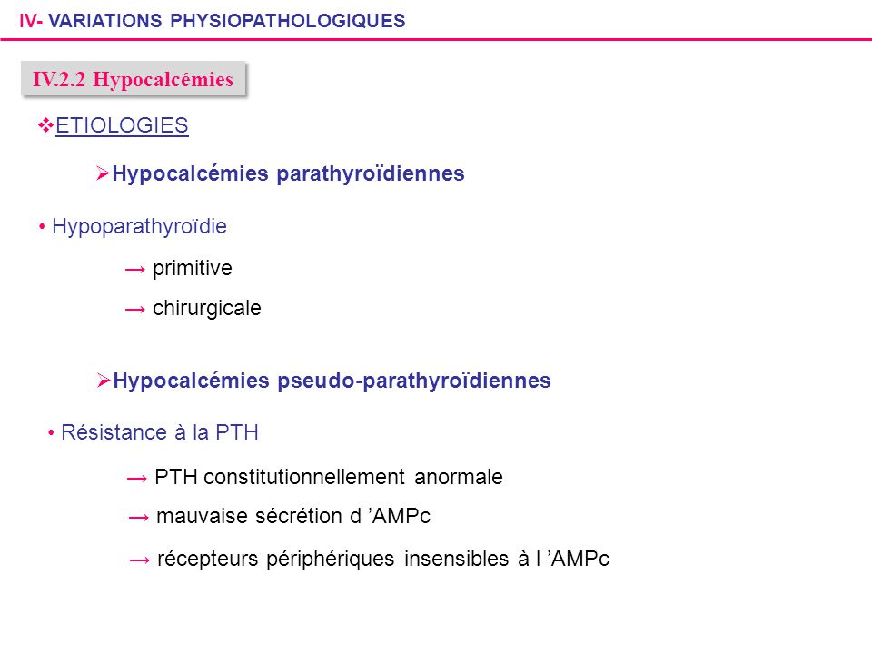 Hypocalcémies parathyroïdiennes
