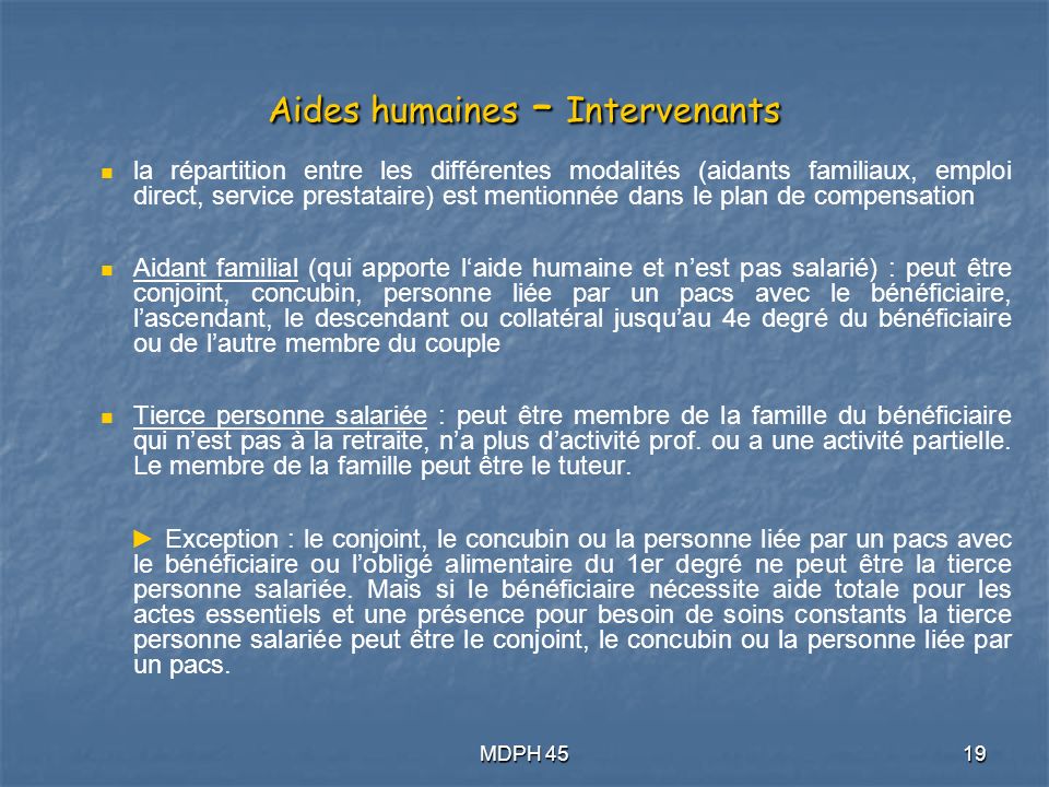 Aides humaines – Intervenants