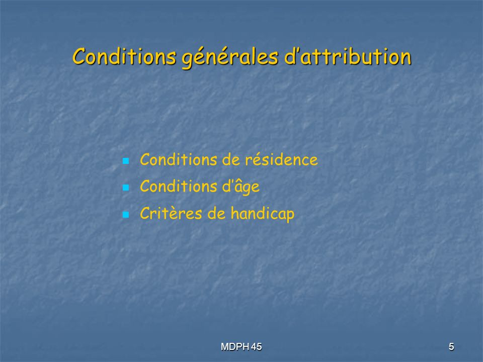 Conditions générales d’attribution