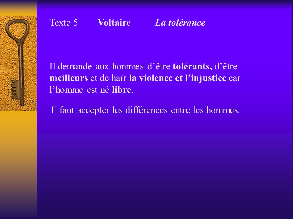 Texte 5 Voltaire La tolérance