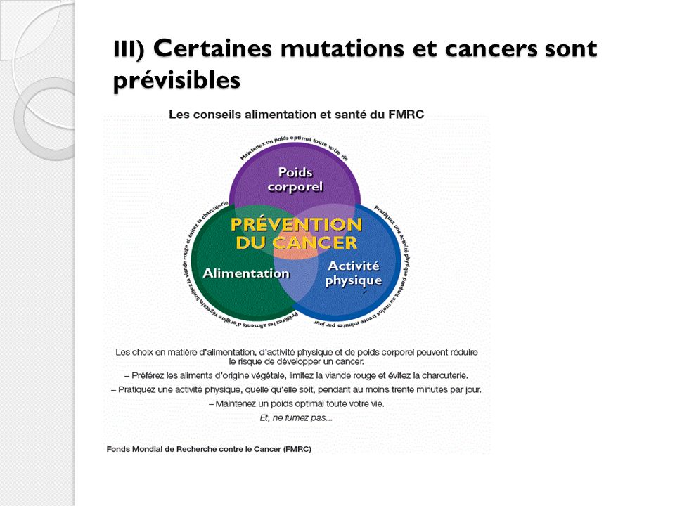 III) Certaines mutations et cancers sont prévisibles