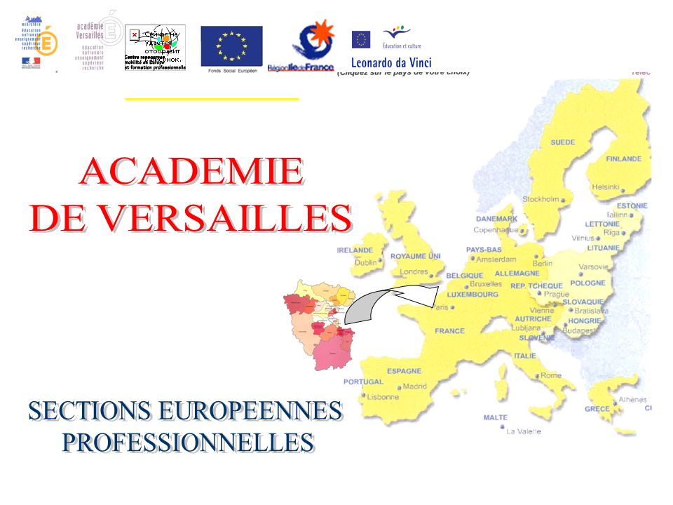 ACADEMIE DE VERSAILLES SECTIONS EUROPEENNES PROFESSIONNELLES