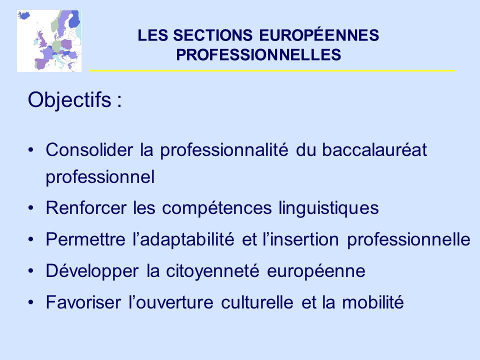 LES SECTIONS EUROPÉENNES PROFESSIONNELLES