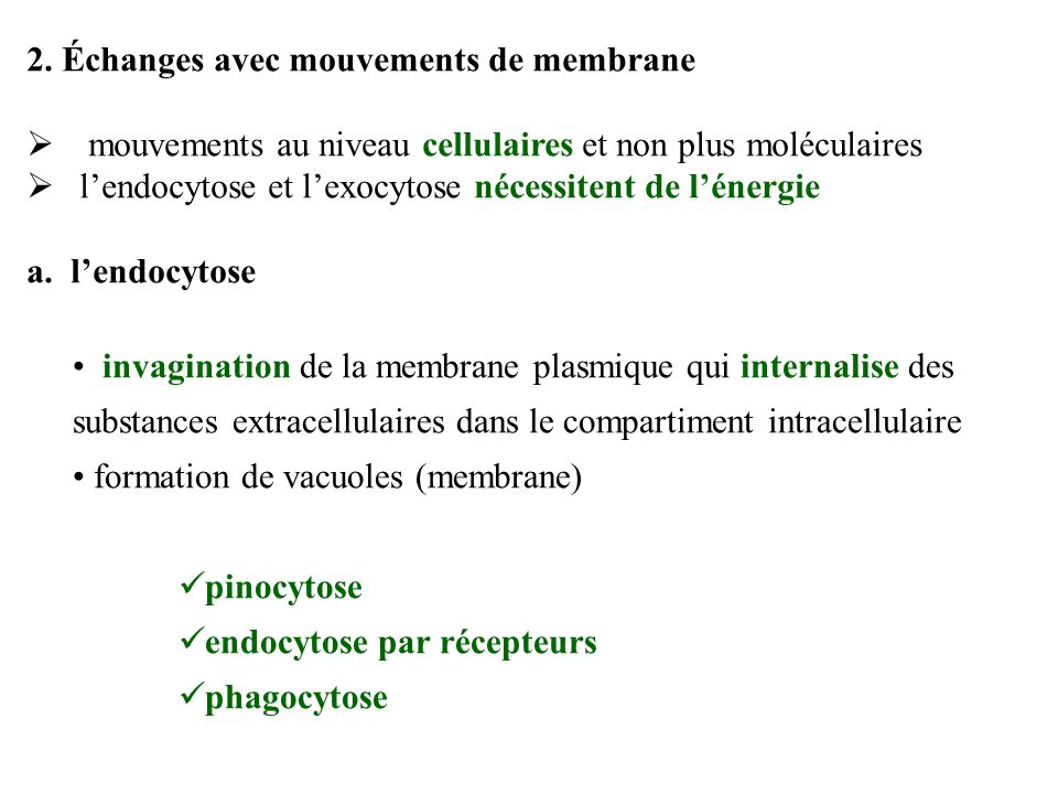 2. Échanges avec mouvements de membrane